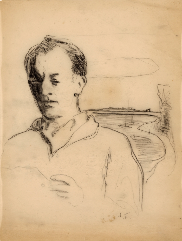 Untitled (Frank O&amp;rsquo;Hara in Landscape)

c. 1967

pencil on paper

11&amp;frac34; x 8&amp;frac34; inches